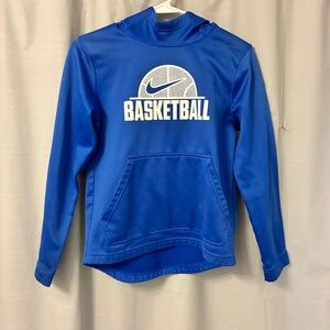 Nike Royal Blue Kids Basketball Hoodie with White Logo